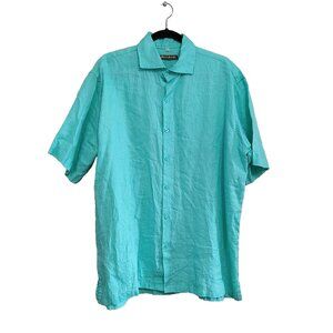 Island Importer 100% Linen Shirt Button Up Short Sleeve Collar Men Size XXL